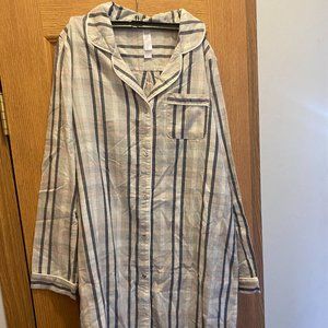 Target Light Gray Plaid Button-up Nighty